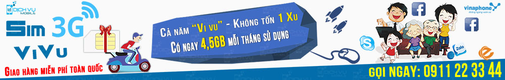 Sim 3G Vinaphone data 54GB 1 năm