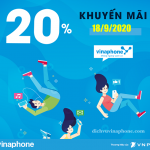 Khuyến mãi tặng 20% thẻ nạp Vinaphone ngày 18/9/2020