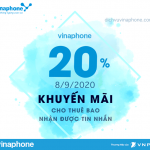 Khuyến mãi 20% thẻ nạp cục bộ ngày 8/9/2020 Vinaphone