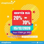 VinaPhone khuyến mãi 20% – 70% Cục Bộ ngày 15/12/2020
