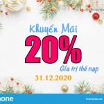Vinaphone khuyến mãi 20% thẻ nạp ngày vàng 31/12/2020 chào năm mới