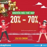 Vinaphone khuyến mãi 20% – 70% thẻ nạp ngày 25/12/2020 đón giáng sinh