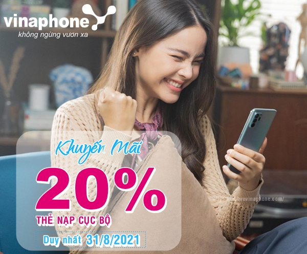 Khuyến mãi 20% VinaPhone cục bộ ngày 31/8/2021