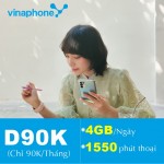 Cách đăng ký gói D90K Vinaphone nhận 4GB/ ngày , free thoại chỉ 90,000đ