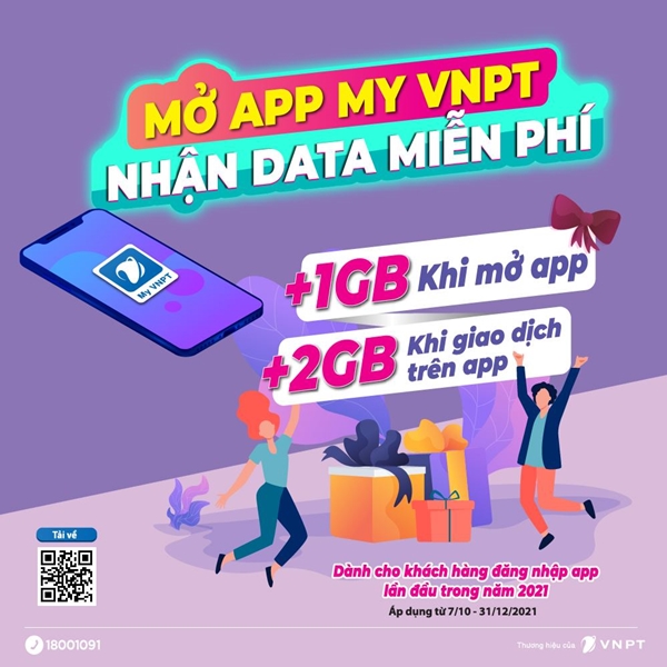 Tải My VNPT nhận ngay 3GB từ Vinaphone trong tháng 10 - 11- 12/2021