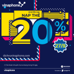 Khuyến mãi tặng 20% giá trị thẻ nạp VinaPhone ngày 27/9/2022